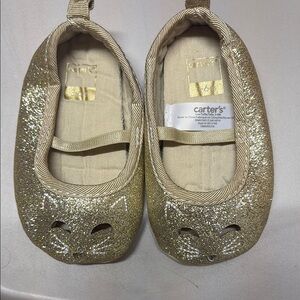 Carter's Gold Glitter Cat Face Kids Shoes